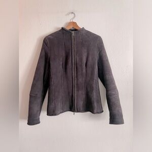 Elegant Charcoal Leather Jacket for Women